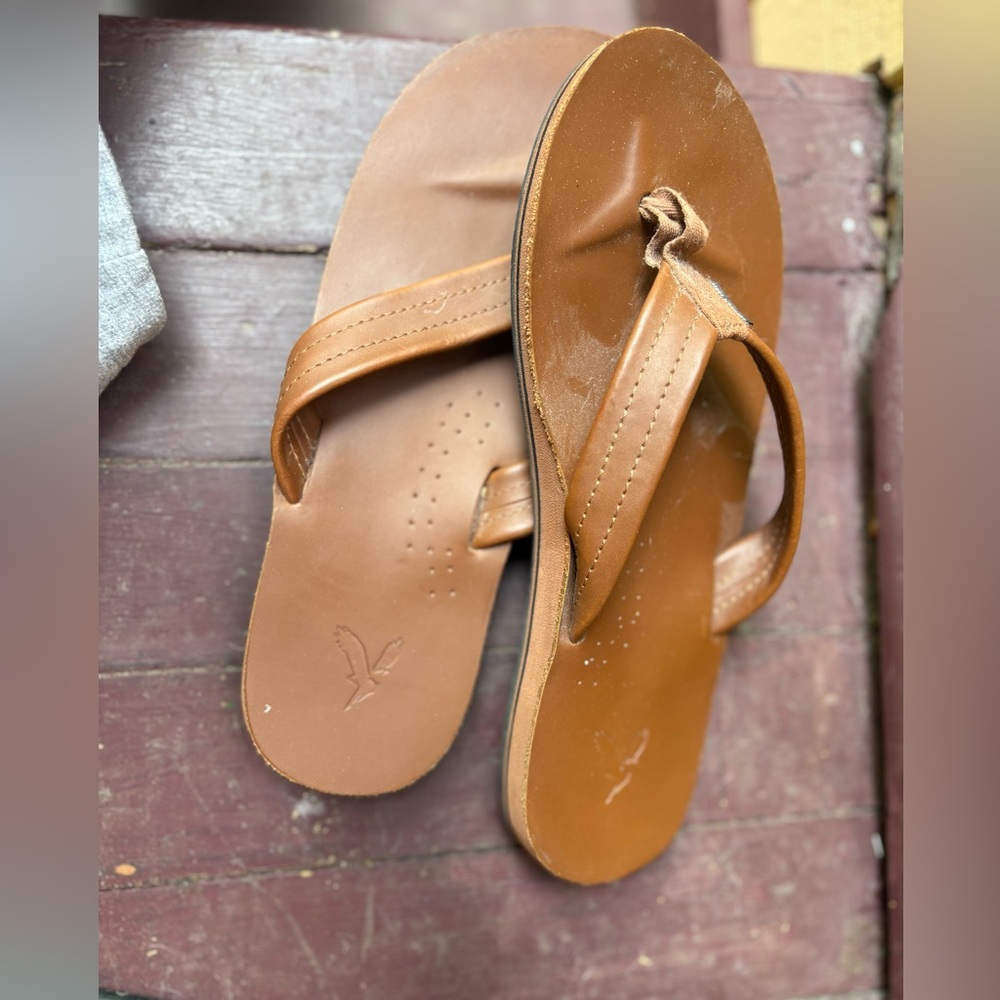 Brown Leather Flip Flops